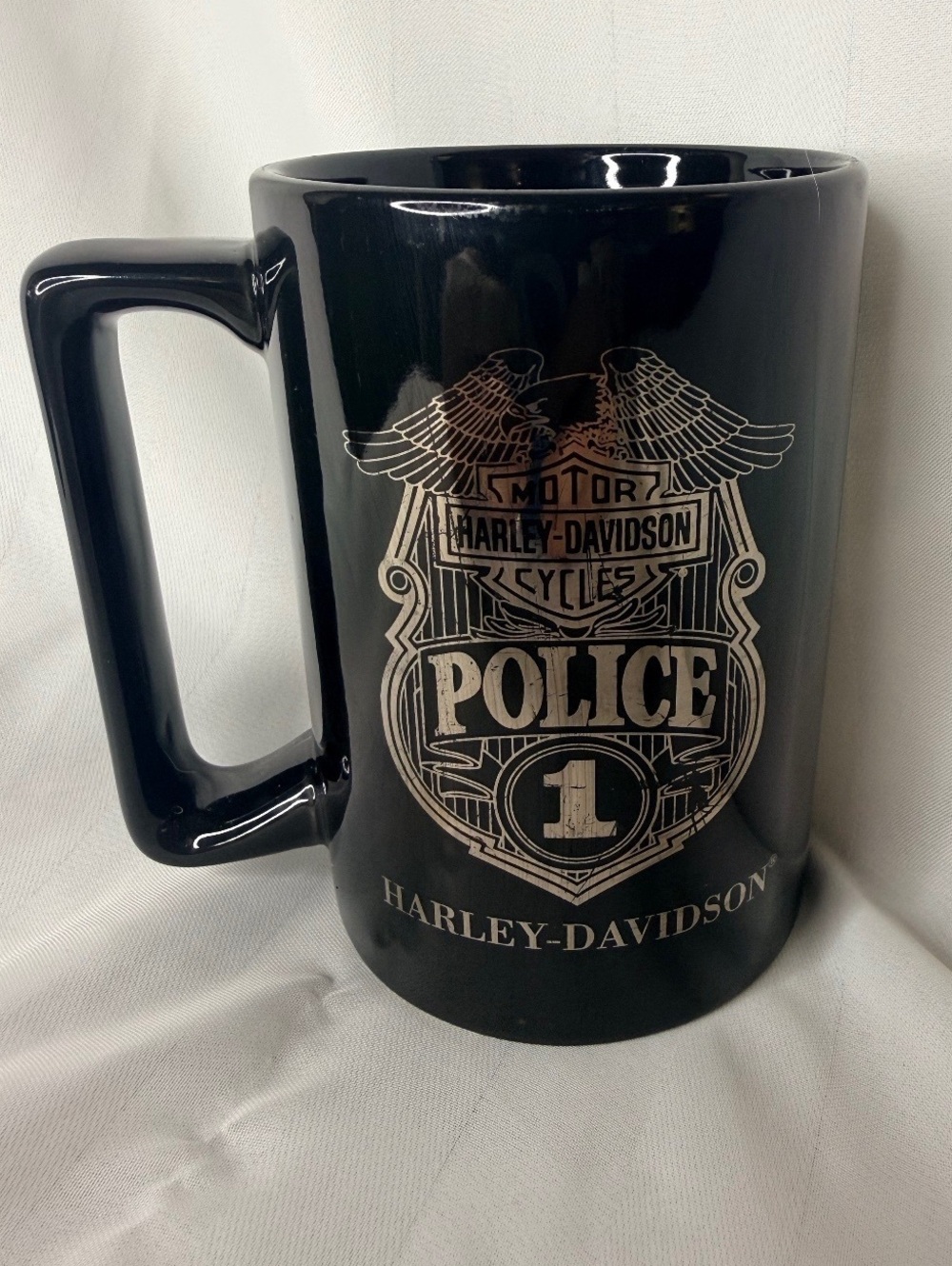 Harley-Davidson Police Shield 1 Black Ceramic Mug